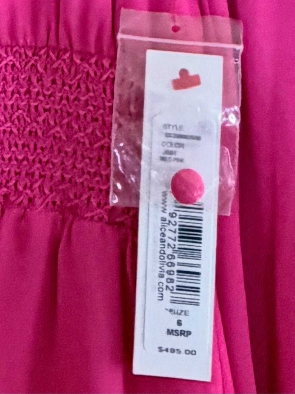 NWT Alice + Olivia Lavinia Smocked Mini Dress - Pink Sz 6 Sz 4 - Picture 7 of 9